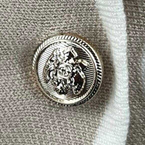 Tahari Cewam White Knit Long Sleeve Button Down Collar Cardigan Sweater Top Sz S - Picture 4 of 6